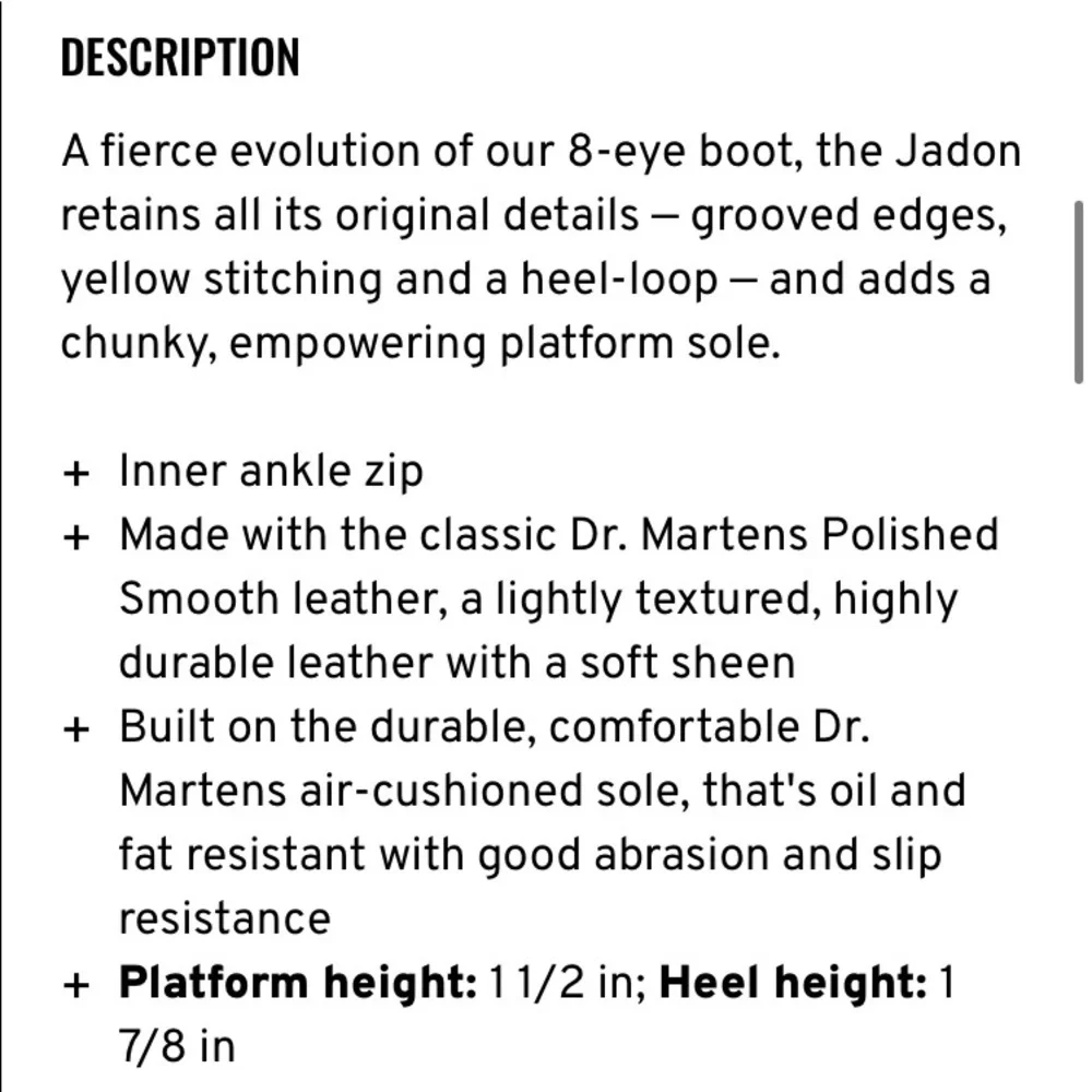 SALE NWT Dr Martens Jadon Smooth Leather Platform Boots White Size 8